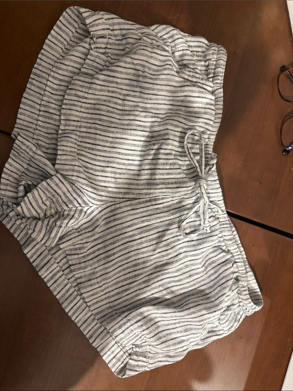 Garage White and Navy Striped Men’s Athletic Shorts